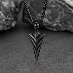 Colar com pingente de ponta de flecha e lança vintage masculino