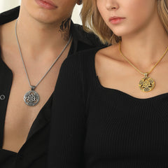 Colar vintage com nó celta da trindade e pingente de amuleto masculino