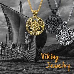 Colar vintage com nó celta da trindade e pingente de amuleto masculino