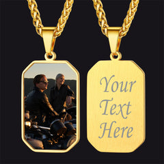 Colar de identificação com foto gravada personalizada para homens e mulheres