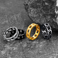 Chunky Cuban Link Chain Ring Men Stainless Steel