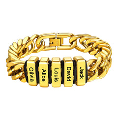 Customized Engraved Multiple Name Cuban Link Chain Bracelet