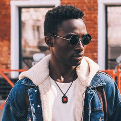 Colar de cristal com garra de dragão e caveira gótica masculino