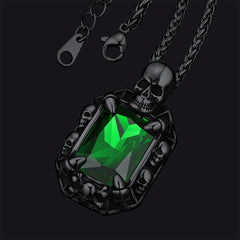 Colar de cristal com garra de dragão e caveira gótica masculino