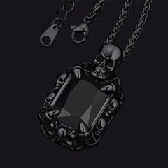 Colar de cristal com garra de dragão e caveira gótica masculino