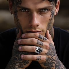 Gothic Rahmen Totenkopf Ring Edelstahl Ring Herren