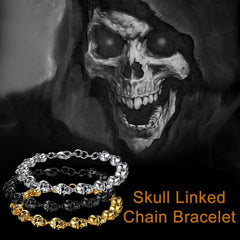 Gothic Linked Chain Skull Bracelet