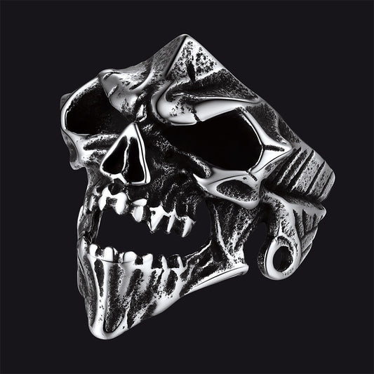 Gothic Skull Biker Rings Men in Stainless Steel