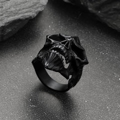 Anéis de motociclista com caveira gótica para homens em aço inoxidável