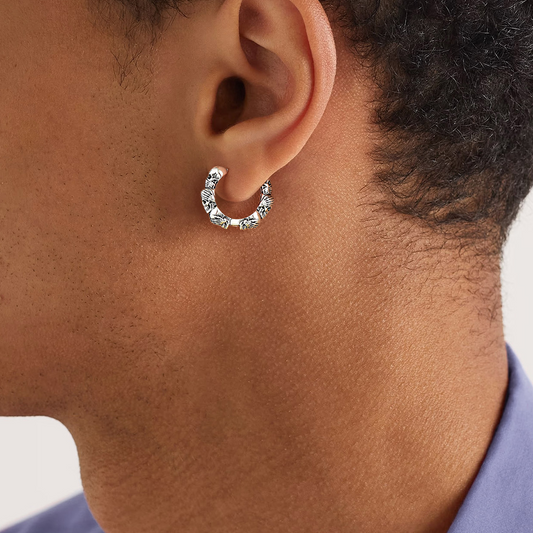 Brincos de argola Huugie com caveiras de prata esterlina para homens