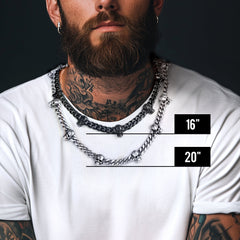 Gargantilha com corrente cubana e caveira gótica feminina, 9 mm de largura