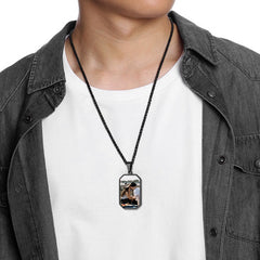 Colar de identificação com foto gravada personalizada para homens e mulheres