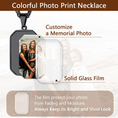 Colar de identificação com foto gravada personalizada para homens e mulheres