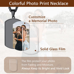 Colar com placa de identificação com foto personalizada, presente memorial
