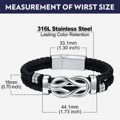 Pulseira de couro com nó de amor infinito personalizada