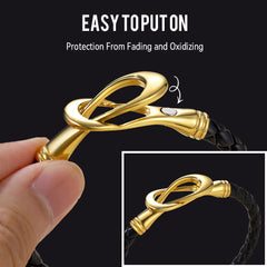 Pulseira de couro com fecho magnético infinito