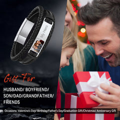 Pulseira de couro com imagem personalizada de animal de estimação