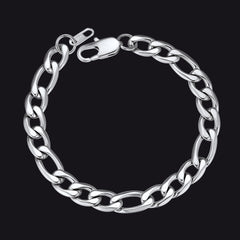 Pulseira Figaro Cuban Link Chain Curb 6mm-13mm