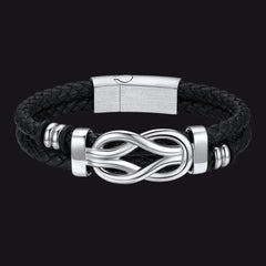 Pulseira de couro com nó de amor infinito personalizada