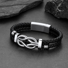 Pulseira de couro com nó de amor infinito personalizada