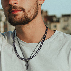 Colar masculino Figaro Curb com elos de corrente, largura 6/75/10 mm