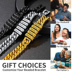 Customized Engraved Multiple Name Cuban Link Chain Bracelet