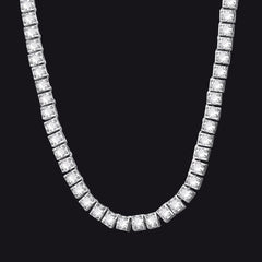Colar de corrente de tênis com corte princesa de 4 mm e pedras CZ para mulheres