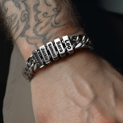 Customized Engraved Multiple Name Cuban Link Chain Bracelet