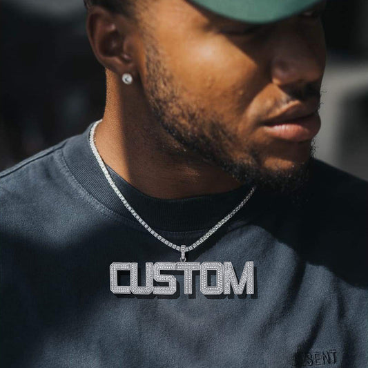 Colar com pingente de letra e nome personalizado com pedras CZ para mulheres