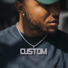 Colar com pingente de letra e nome personalizado com pedras CZ para mulheres