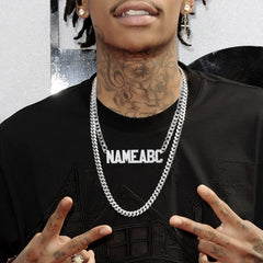 Colar de corrente cubana com placa de identificação personalizada