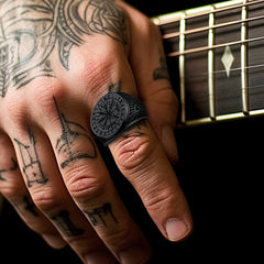 Anel de bússola nórdico viking Anel de sinete Vegvisir