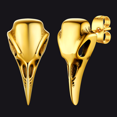 Gothic Raven Skull Stud Earring for Men