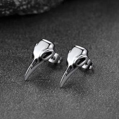 Gothic Raven Skull Stud Earring for Men