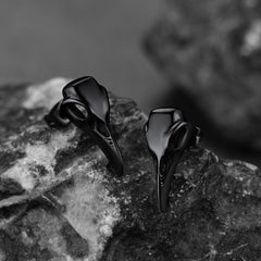 Gothic Raven Skull Stud Earring for Men