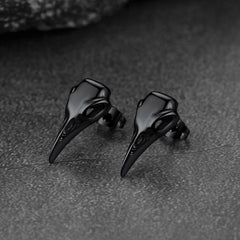 Gothic Raven Skull Stud Earring for Men