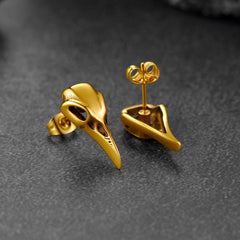 Gothic Raven Skull Stud Earring for Men