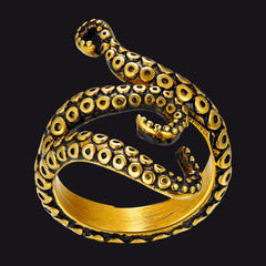 Anel Biker Punk com Três Tentáculos de Polvo para Homens