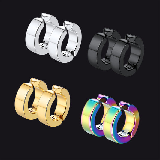 Brincos de argola Huggie pequenos com clipe para homens, 4 pares