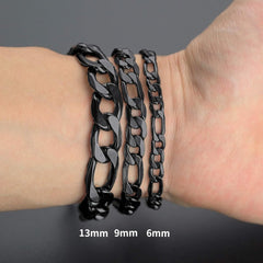 Pulseira Figaro Cuban Link Chain Curb 6mm-13mm
