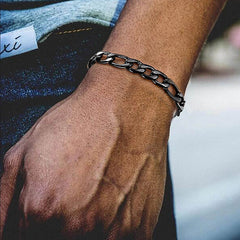 Figaro Link Chain Necklace & Bracelet Set for Men