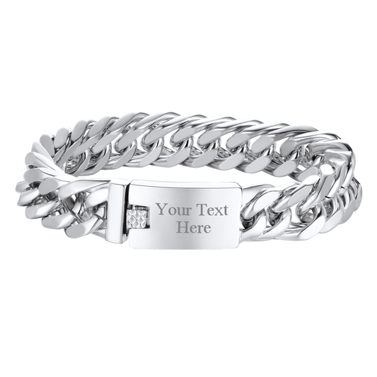 Custom ID Engraved Miami Cuban Link Chain Bracelet