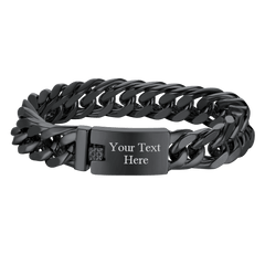 Custom ID Engraved Miami Cuban Link Chain Bracelet