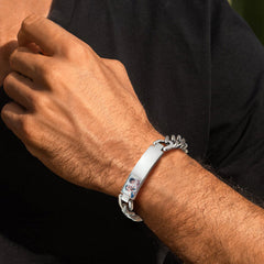 Pulseira de presente com imagem e corrente de elos cubanos com placa de identificação personalizada