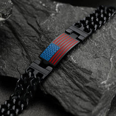 Pulseira com corrente cubana e bandeira americana dos EUA, 8 mm de largura