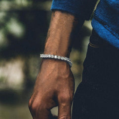 Pulseira de tênis com corrente de 3/5 mm de largura e corte de diamante CZ