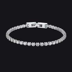 Pulseira de tênis com corrente de 3/5 mm de largura e corte de diamante CZ