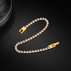 Pulseira de tênis com corrente de 3/5 mm de largura e corte de diamante CZ