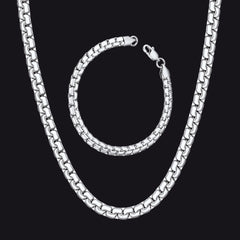 Conjunto de pulseiras de corrente de caixa plana