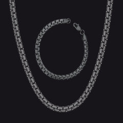 Conjunto de pulseiras de corrente de caixa plana